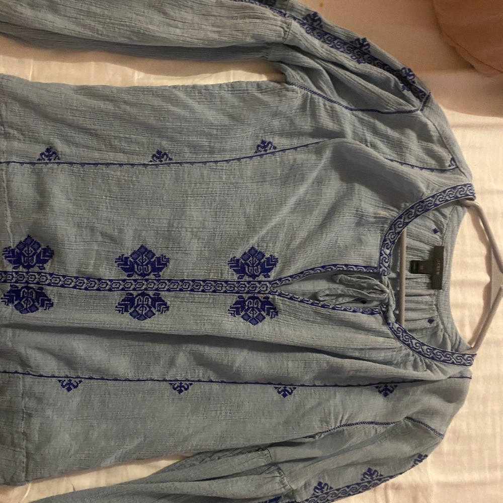 J. crew long sleeve smocked gauze top